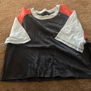SO Women's Colorblock Crop Top - Black, Red, Light Blue